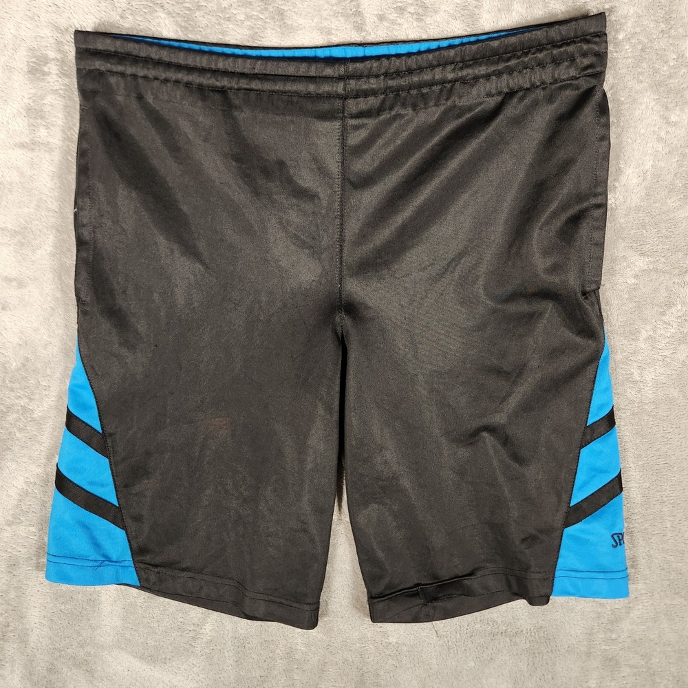 Spalding Basketball Shorts Mens Small Black Blue Excellent Mesh Athletic Gym